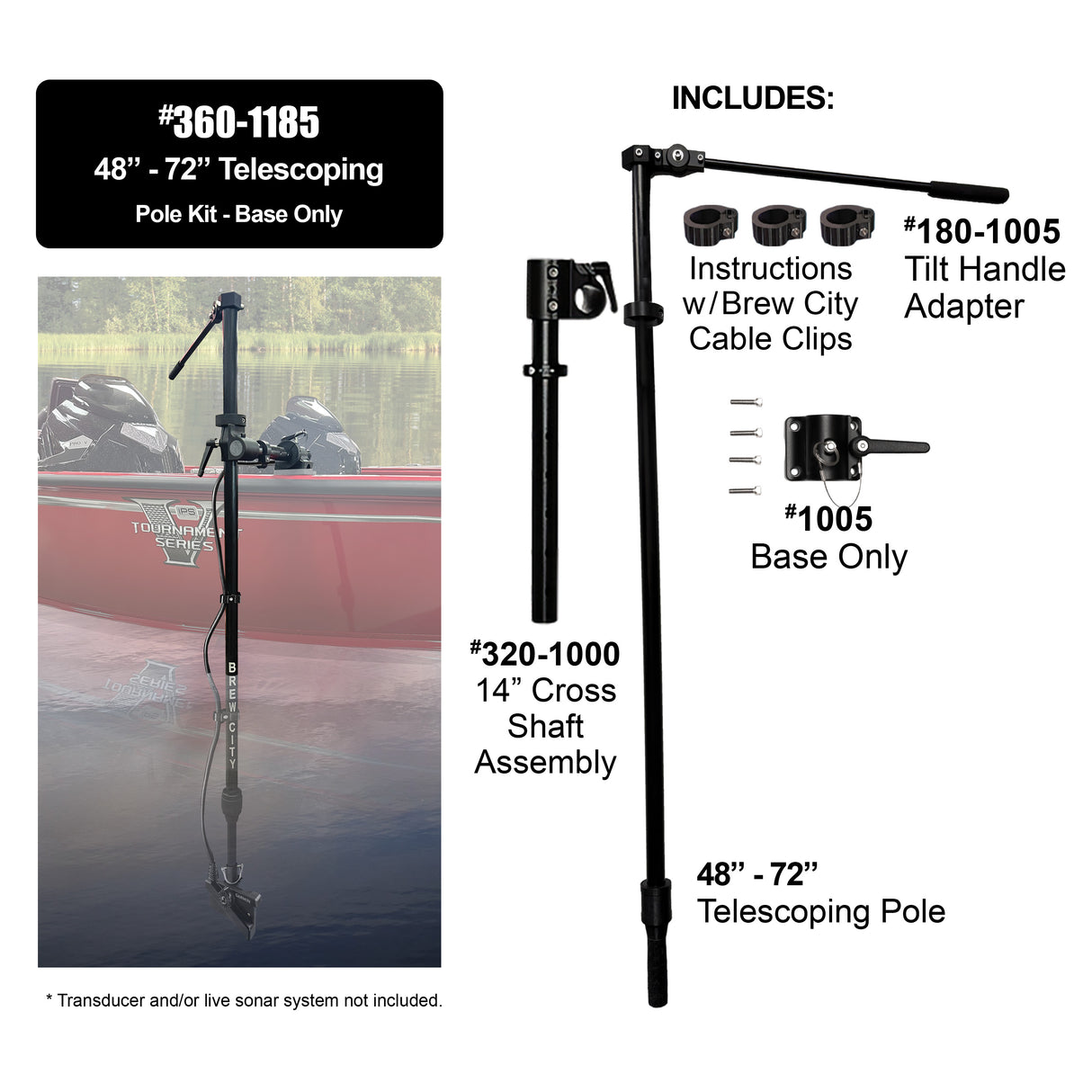48" - 72" Telescoping Pole Kit with Base Only - #360-1185