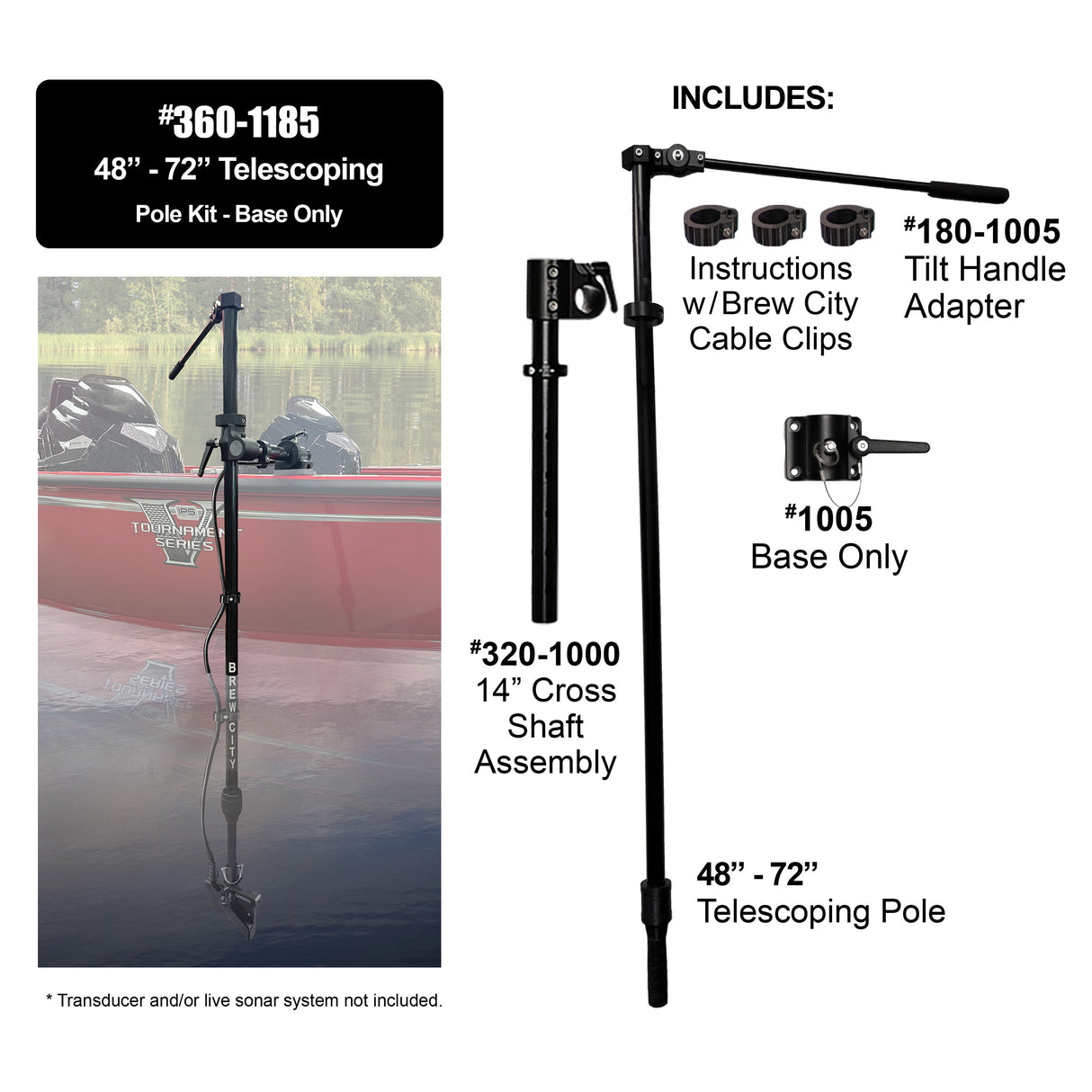48" - 72" Telescoping Pole Kit with Base Only - #360-1185