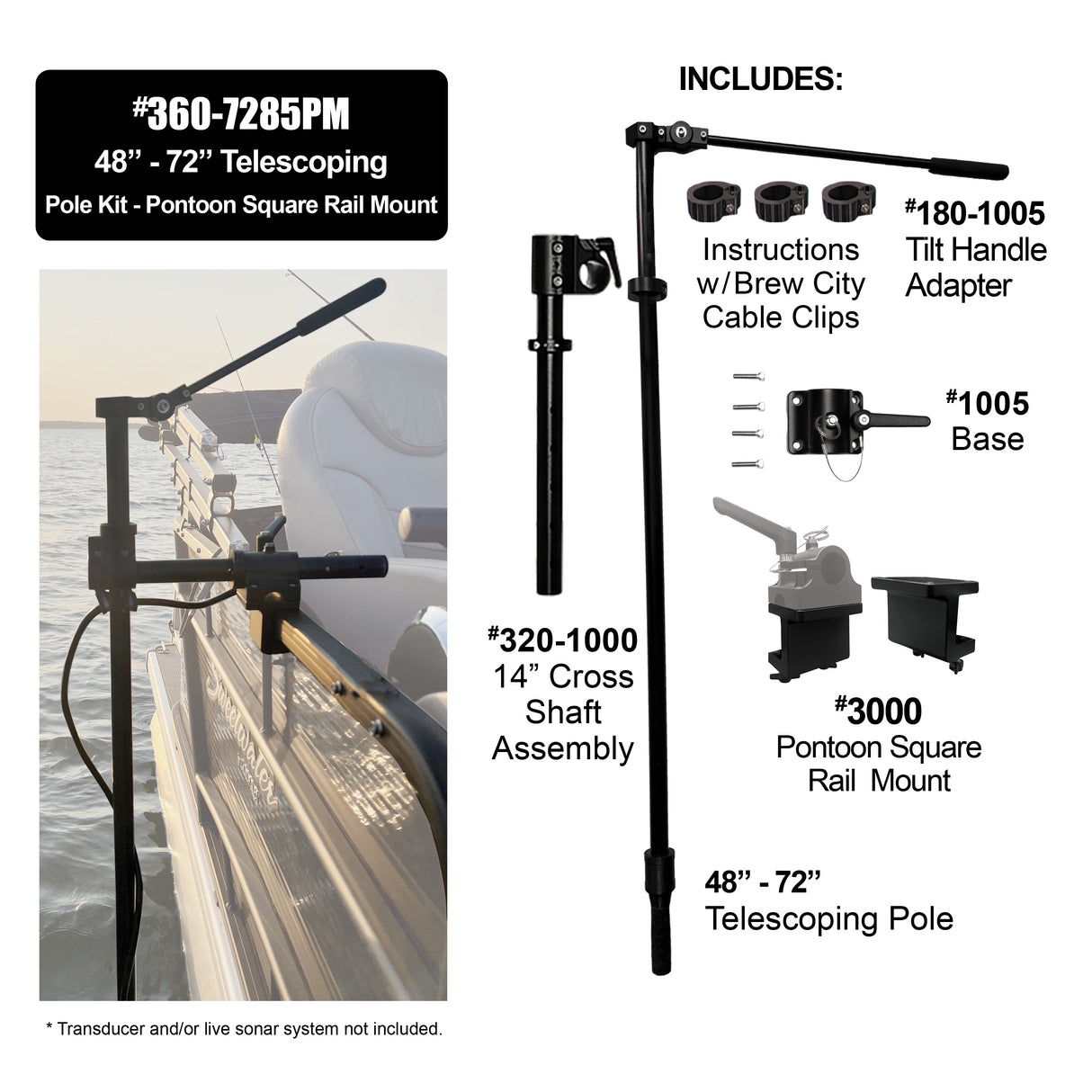 48" - 72" Telescoping Pole Kit with Pontoon Mount - #360-1185PM