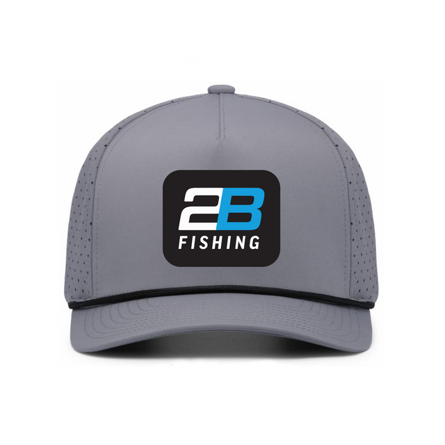Gray fishing cap with 2B Fishing logo on a white background
