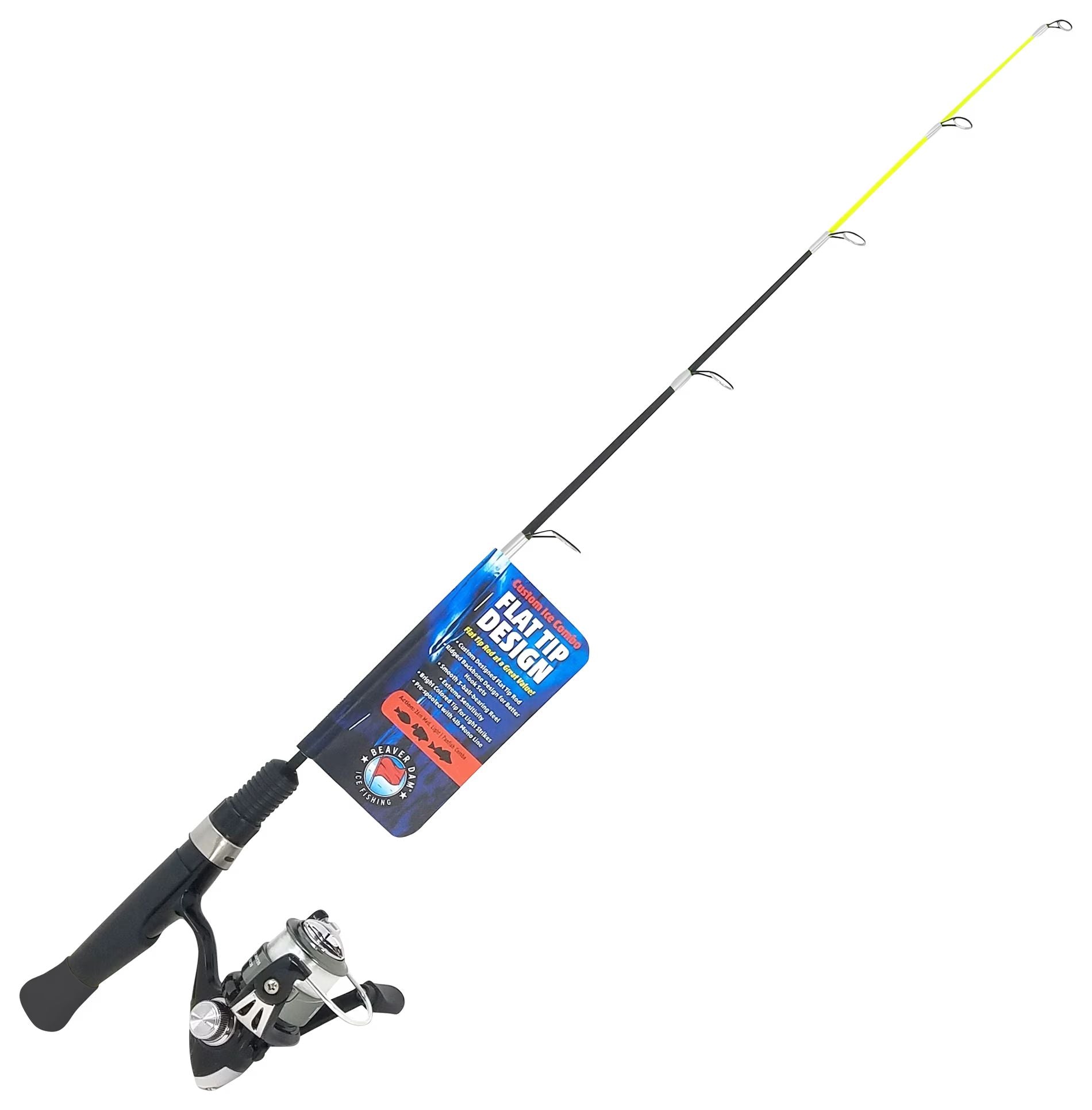 Beaver Dam BD-FC26 Fiberglass Ice Fishing Flat Tip Rod & Reel Combo, 26