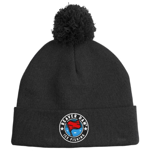 Beaver Dam Pom Beanie Cap with Patch