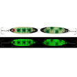 moonshine lures moonchip trolling spoon in green double v on a white background