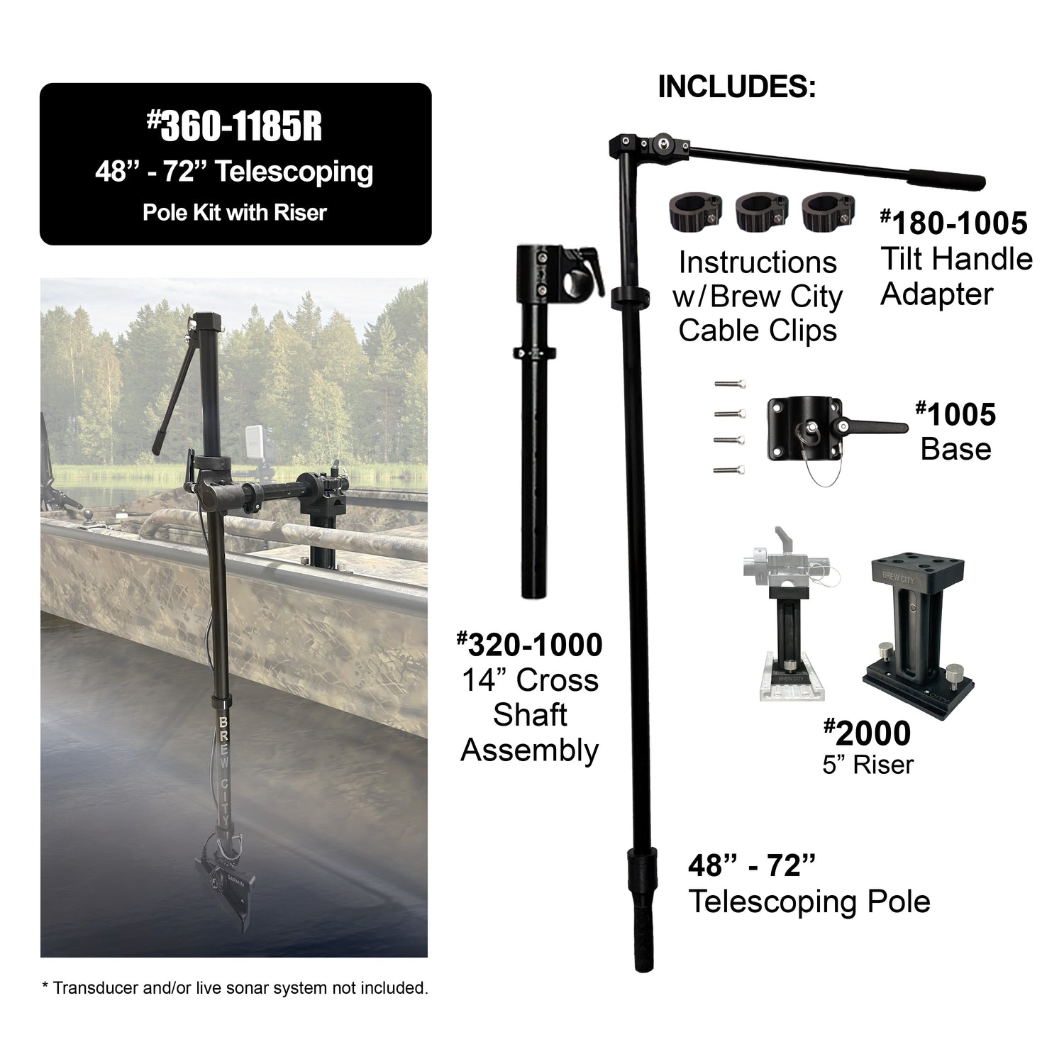 eq macro equip fishing pole Brew City 48" - 72" Telescoping Pole Kit with 5" Riser