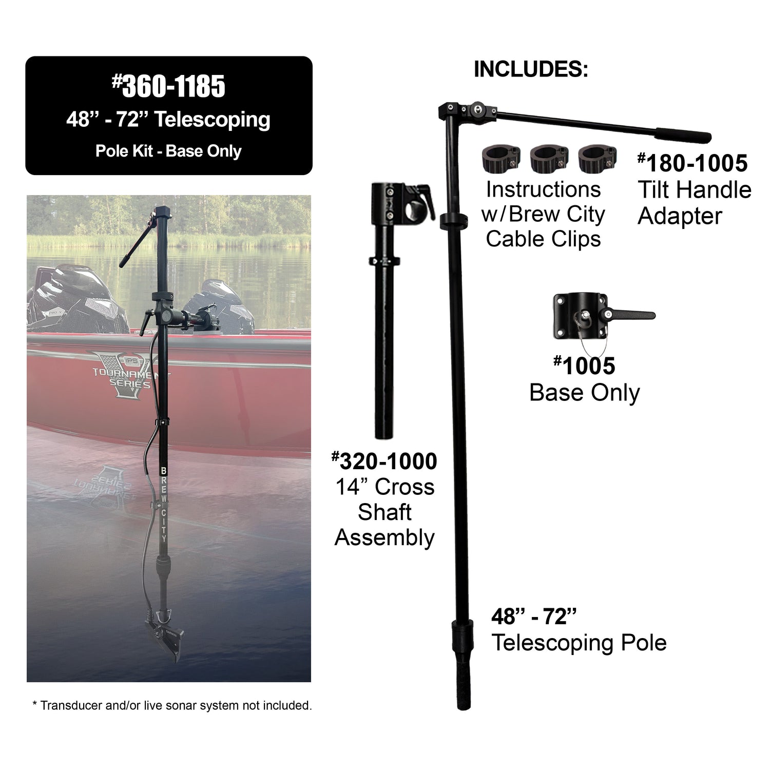 bass fishing inc. assembles fishing nets with 48" - 72" Telescoping Pole Kit with Base Only