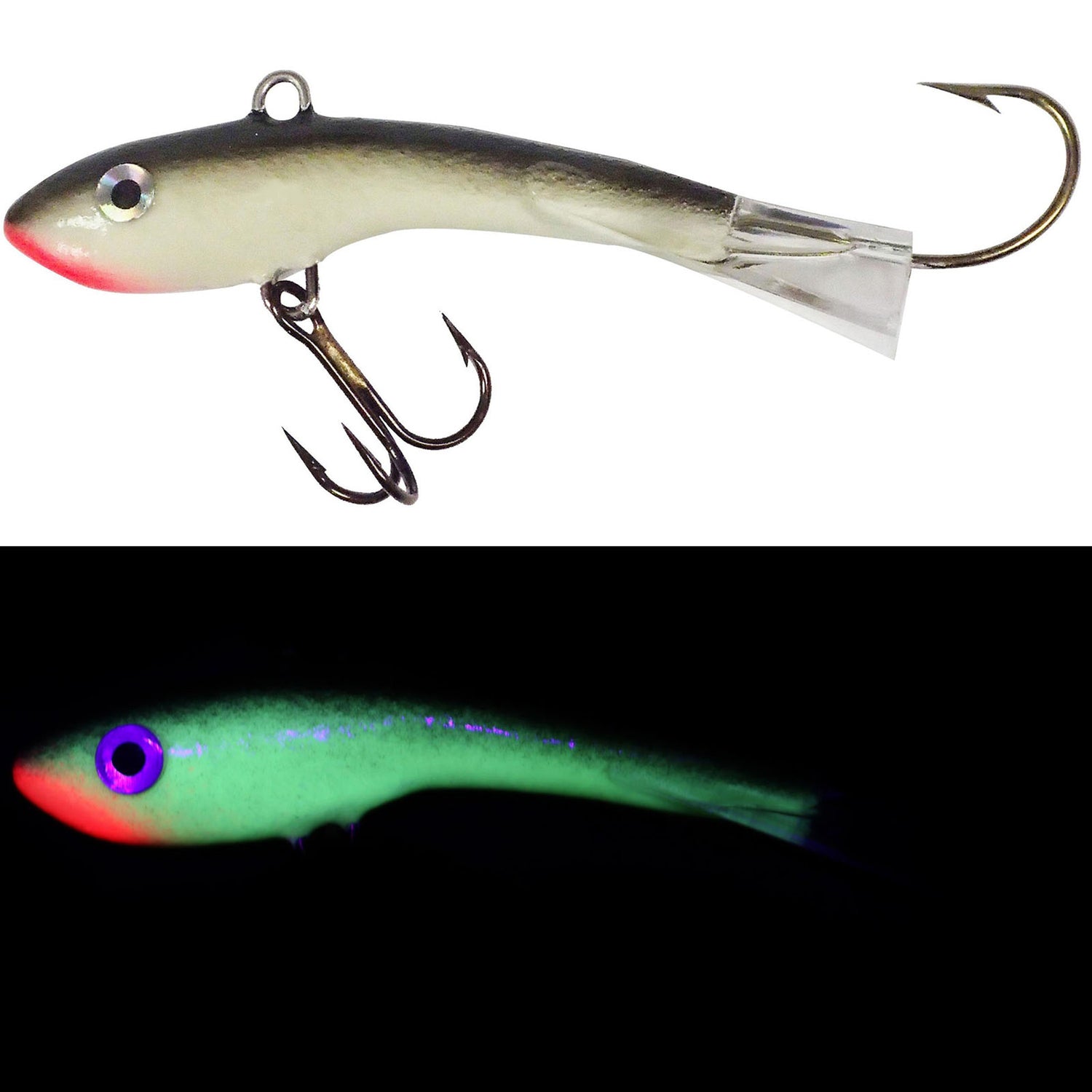 clinch knot minnow swarm premium fishing lure Moonshine Lures Shiver Minnow #2 Joe's Glow