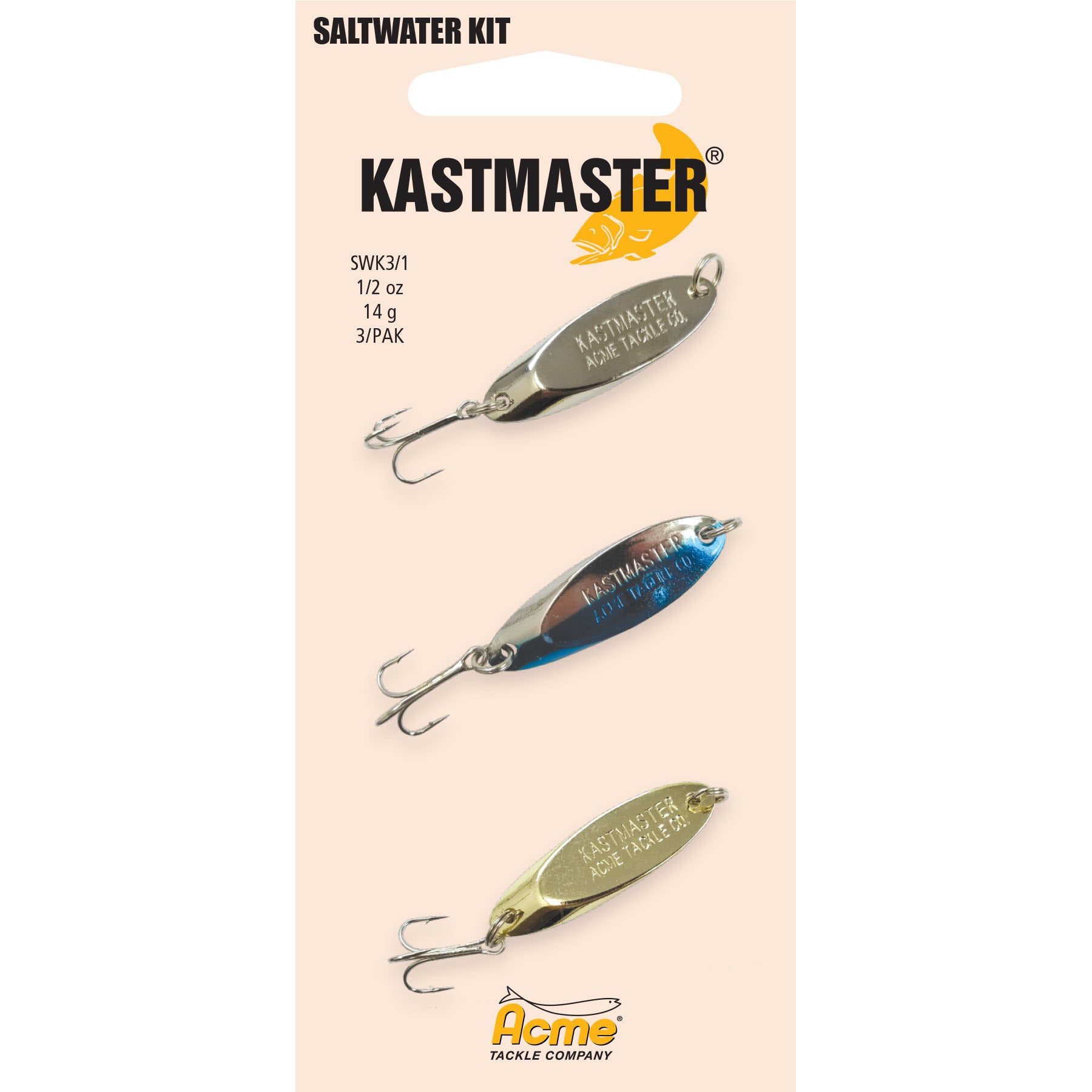 Acme Kastmaster Saltwater Kit Assorted, 1/2oz, 3 Pack Acme Kastmaster Saltwater Kit Assorted, 1/2oz, 3 Pack