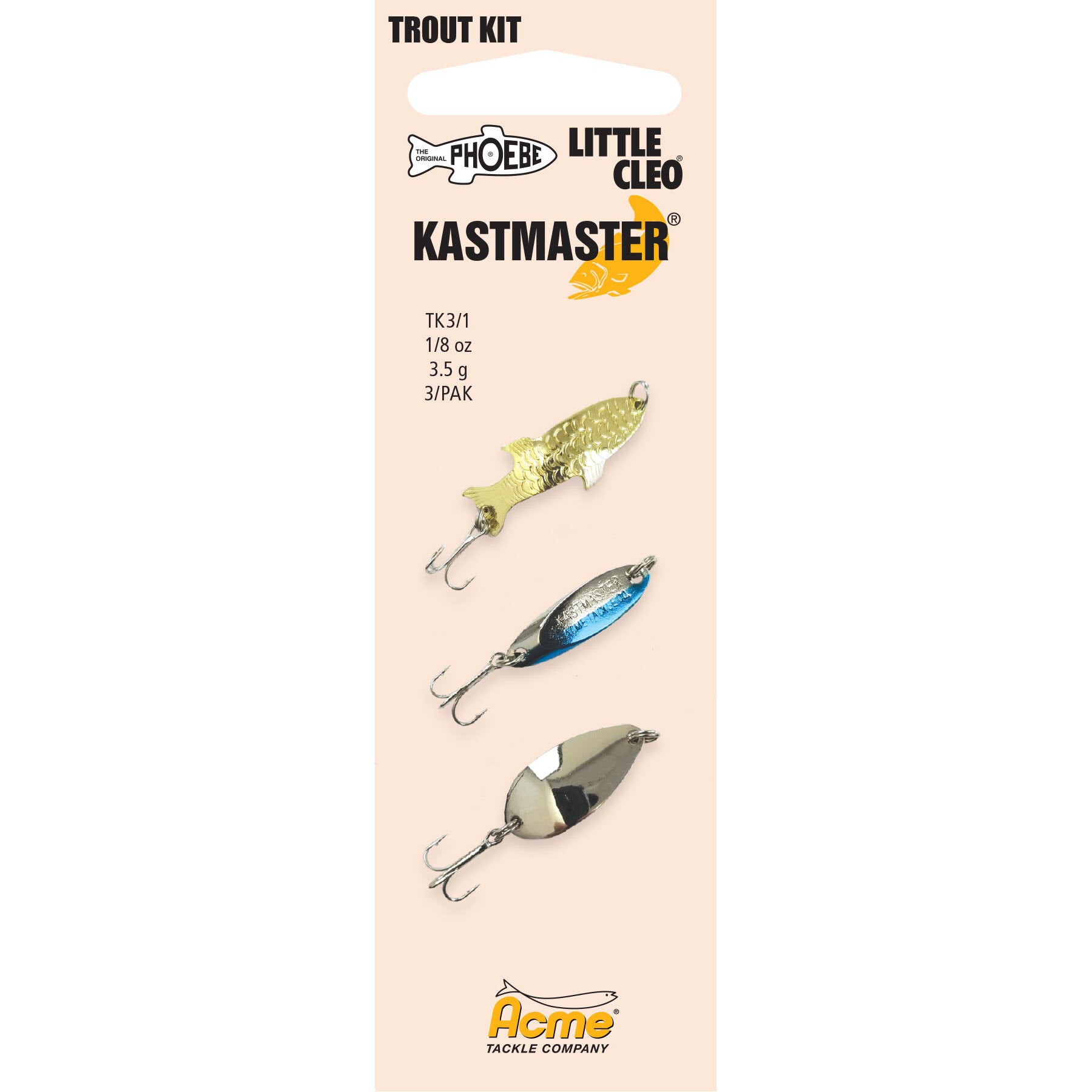 Kastmaster Trout Spoon Multi Pack Metallic Lure, 1/8 oz