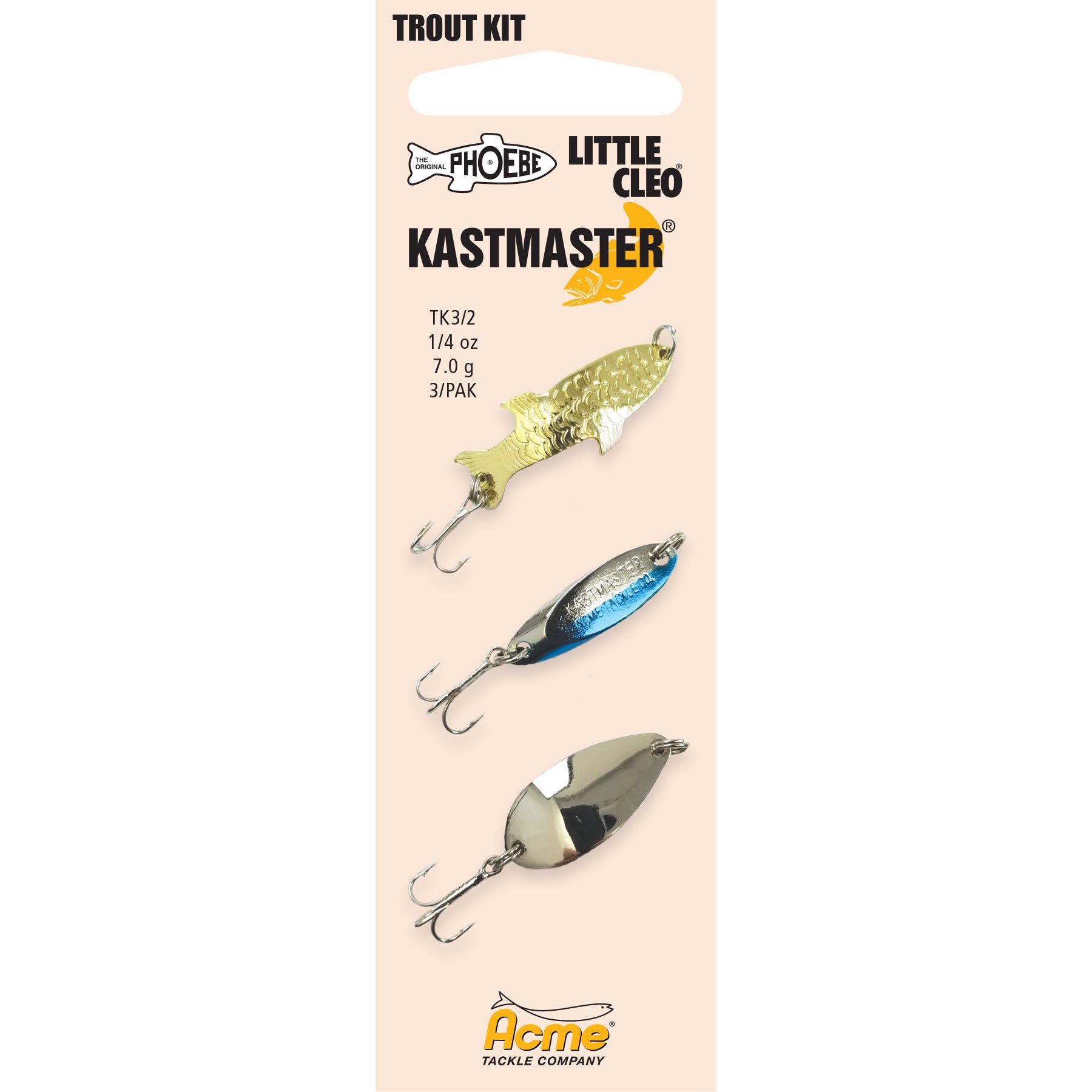 Acme Trout Spoon Multi Pack 1/4oz Metallic 3 Pack