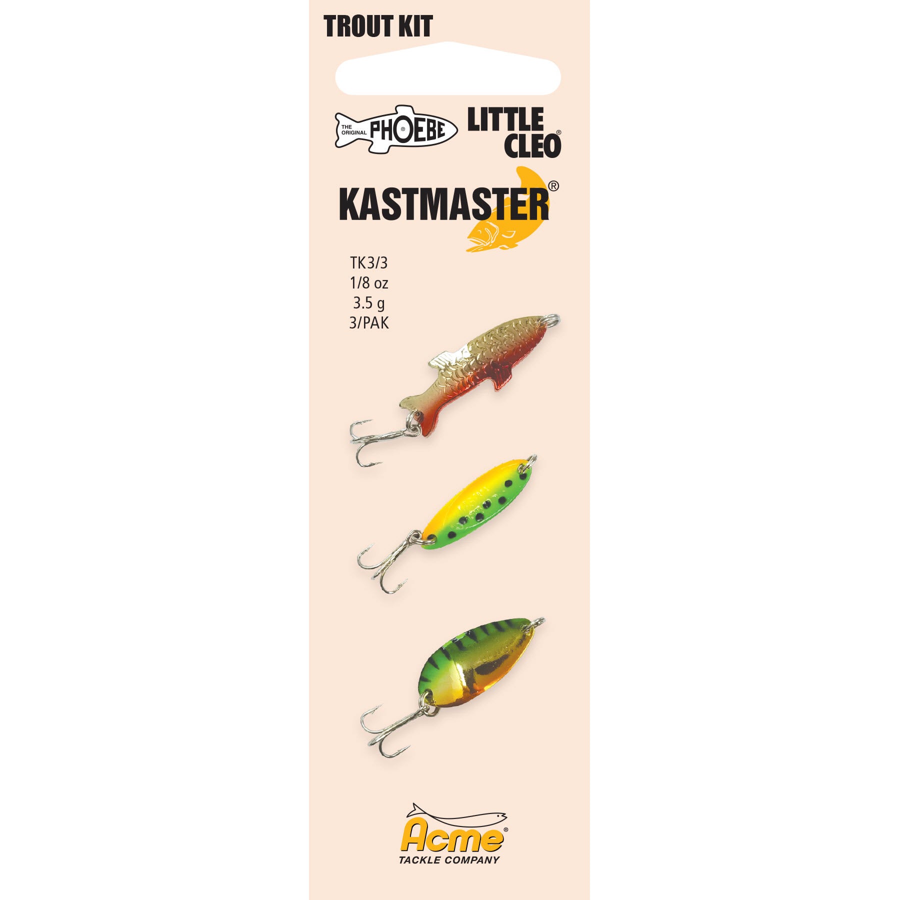 Acme Trout Spoon Multi Pack 1/8oz Painted 3 Pack