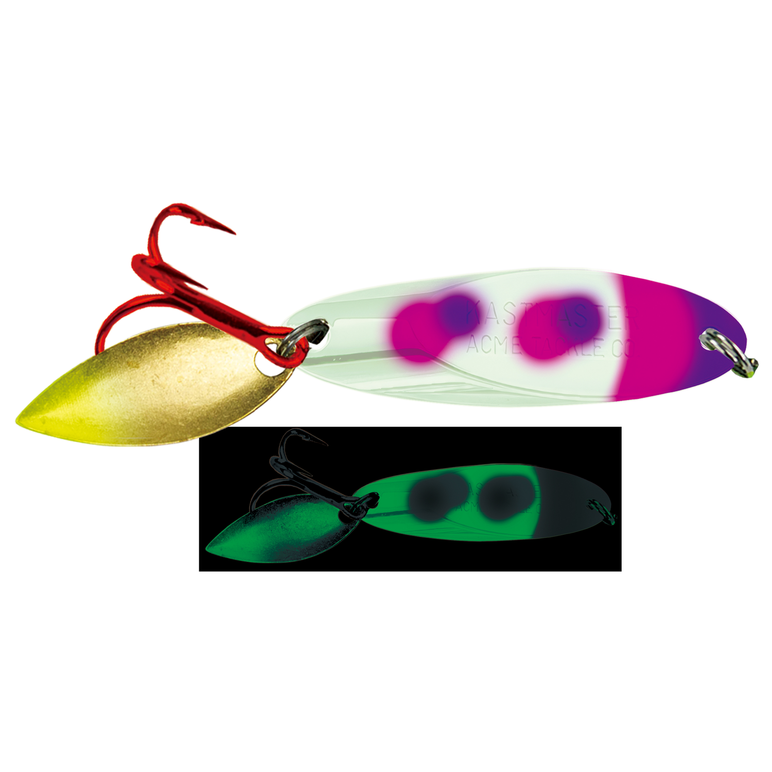 barbie fishing lure Acme Kastmasters with Moonshine Glow, 1/8 Oz, Glow Bloody Nose