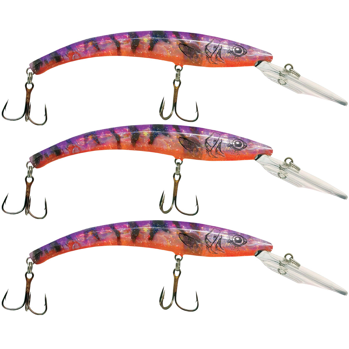 Reef Runner - 8003 Series - Deep Diver 3 Pack - Acme Tackle Company Barenaked Purple Perch Deep Diver 3 Pack